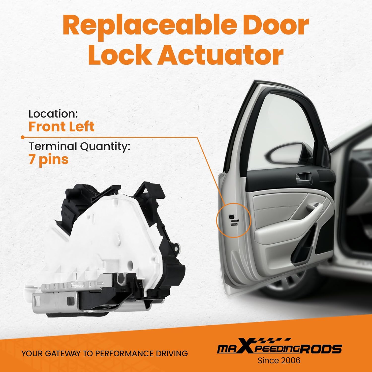 maXpeedingrods Front Left Door Lock Actuator for Volkswagen Golf MK6/MK7 2012-2017, Jetta MK6 2011-2017, Passat 2012-2015, Beetle Cabrio, E-Golf, Golf Variant, 5K1837015/E, 6RD837015/A