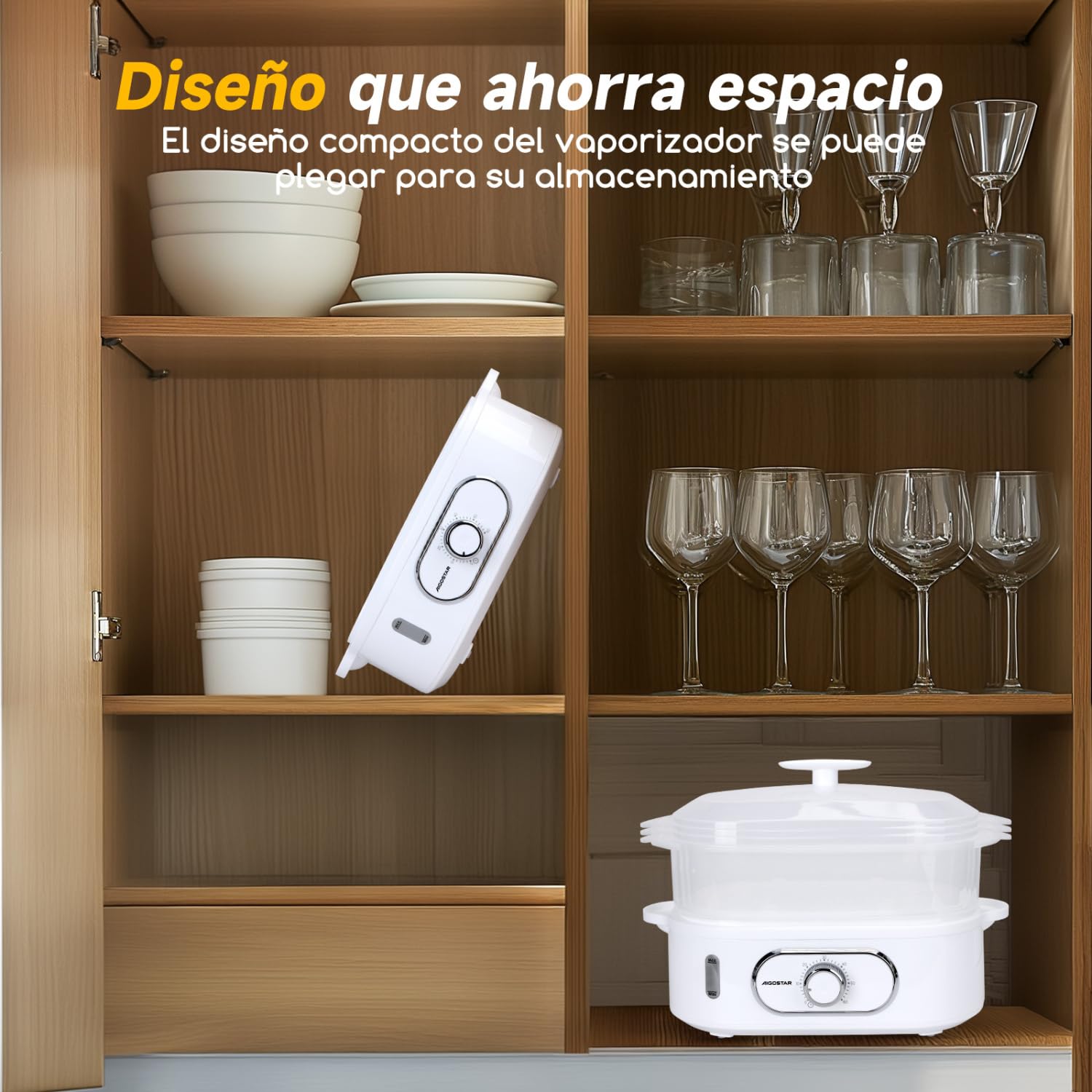 Aigostar Vaporera Eléctrica 12L, Vaporera con 3 Recipientes Apilables, Soporte Para Cocinar Huevos, Temporizador 60 Minutos, Recipiente Para Cocinar arroz, Sin BPA, 900 W