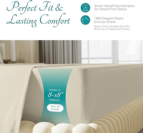 Vista 244 de Carressa Linen Juego de sábanas 100% de algodón egipcio, tamaño Queen, 6 piezas de 800 hilos de algodón egipcio, tamaño Queen, color blanco, suave