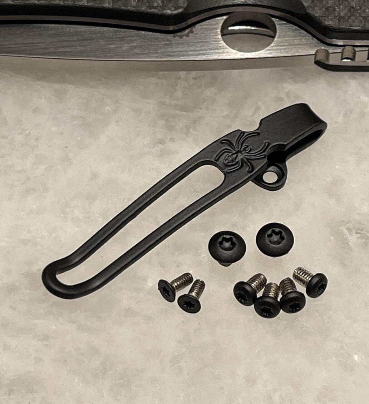 Black Titanium Deep Carry Pocket Clip with Stainless Screws Set For Spyderco Smock Knife