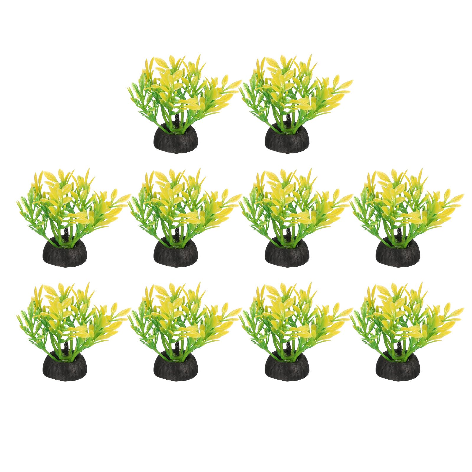 Plantes artificielles d'aquarium uxcell jaunes-vertes, lot de 10 herbes décoratives pour bassin