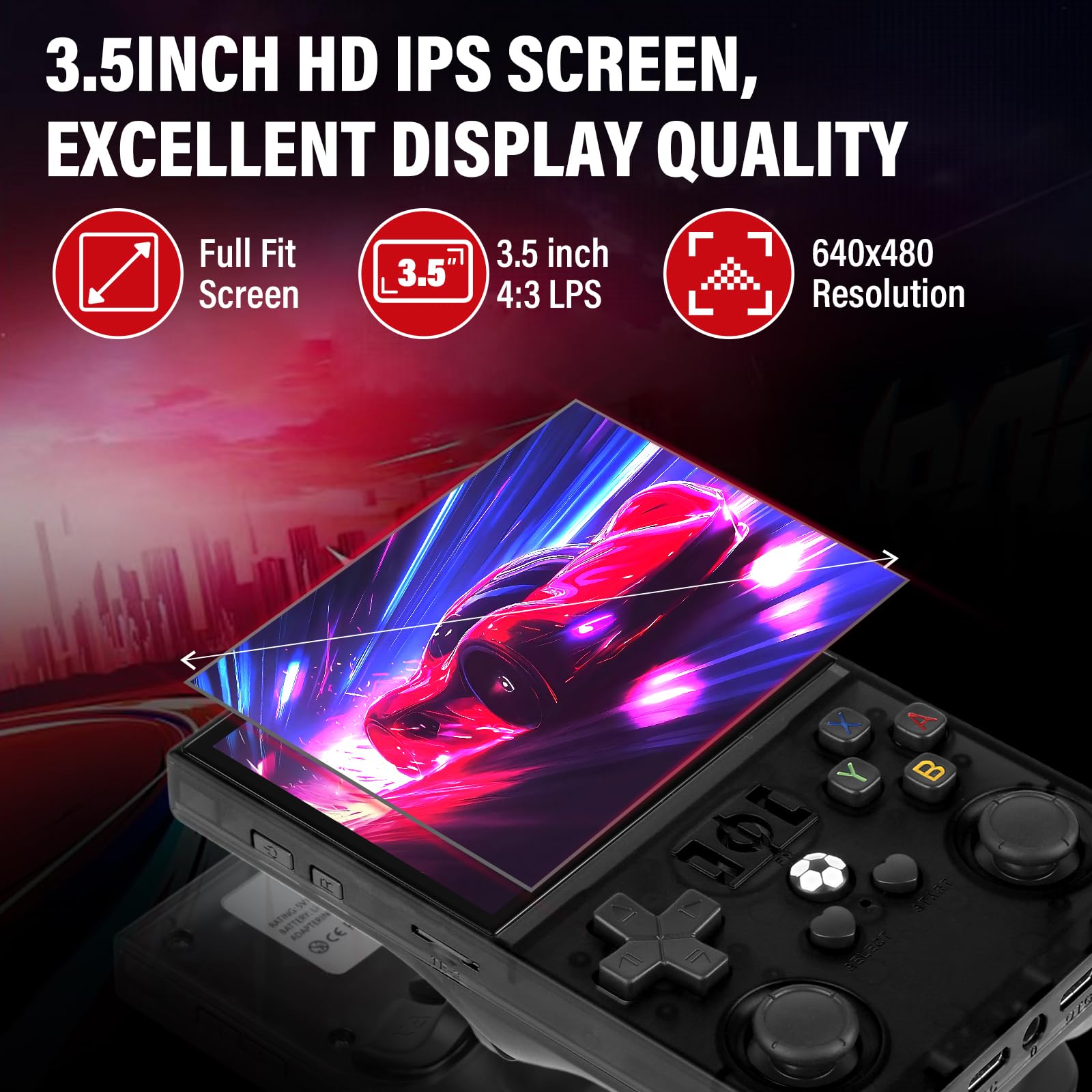 KINMRIS R36S Retro Handheld Spielkonsole, Retro Konsole 3,5 Zoll IPS Bildschirm, 128 G über 40.000 Spiele, Tragbare Spielkonsole Für Kinder Und Erwachsene, Unterstützt Mehrere Emulatoren (Dunkelrot