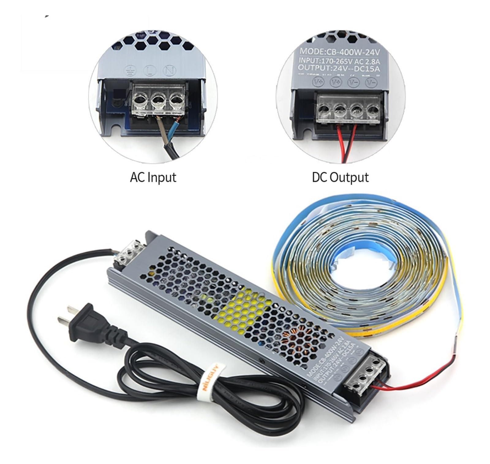 Ultra cienki zasilacz LED, transformatory oświetleniowe DC 12V 24V, 400W AC 170-265V sterownik do diod LED Strip Lights Bezpieczeństwo użytkownika(12V)