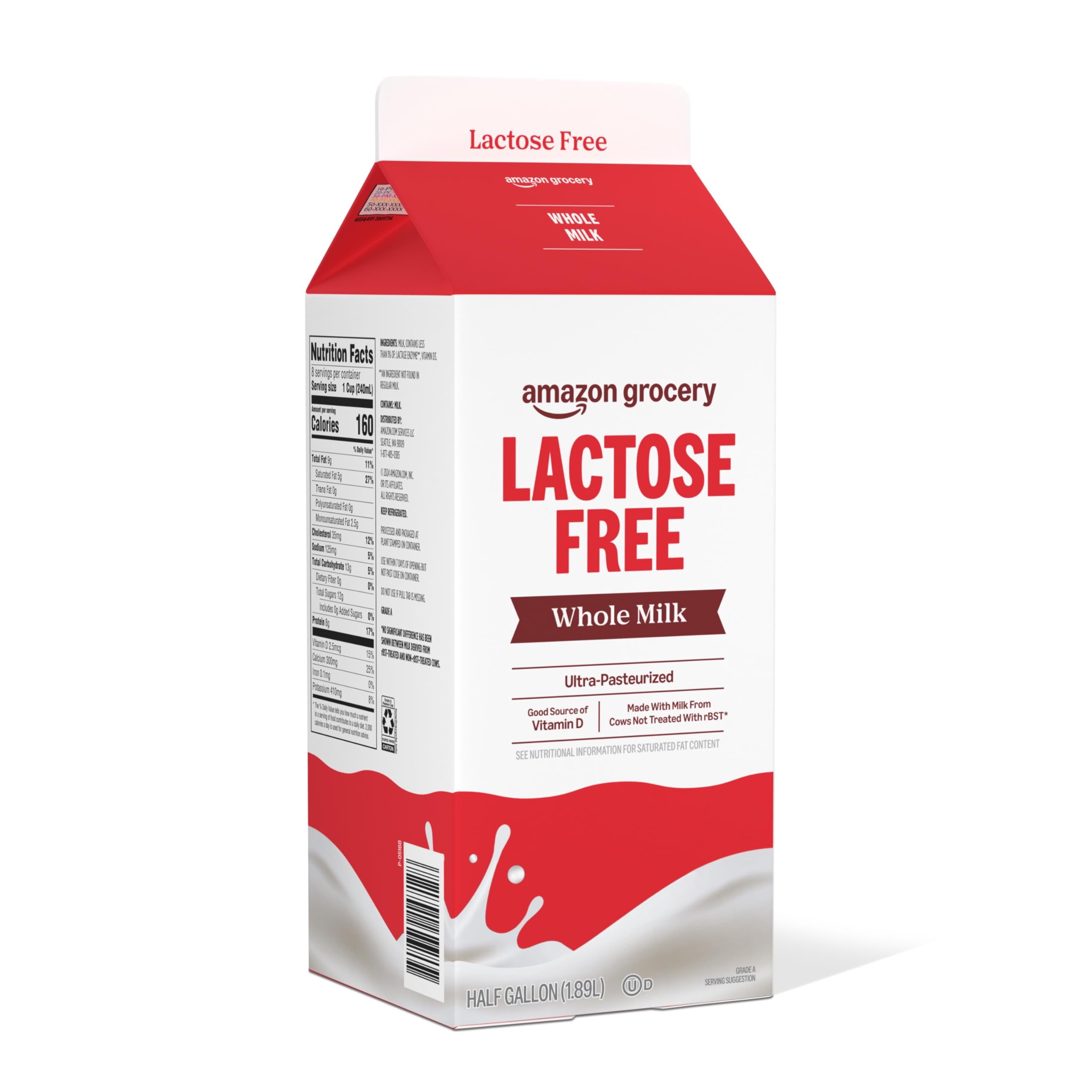 Amazon.com: Amazon Grocery, Lactose Free Whole Milk, Half Gallon