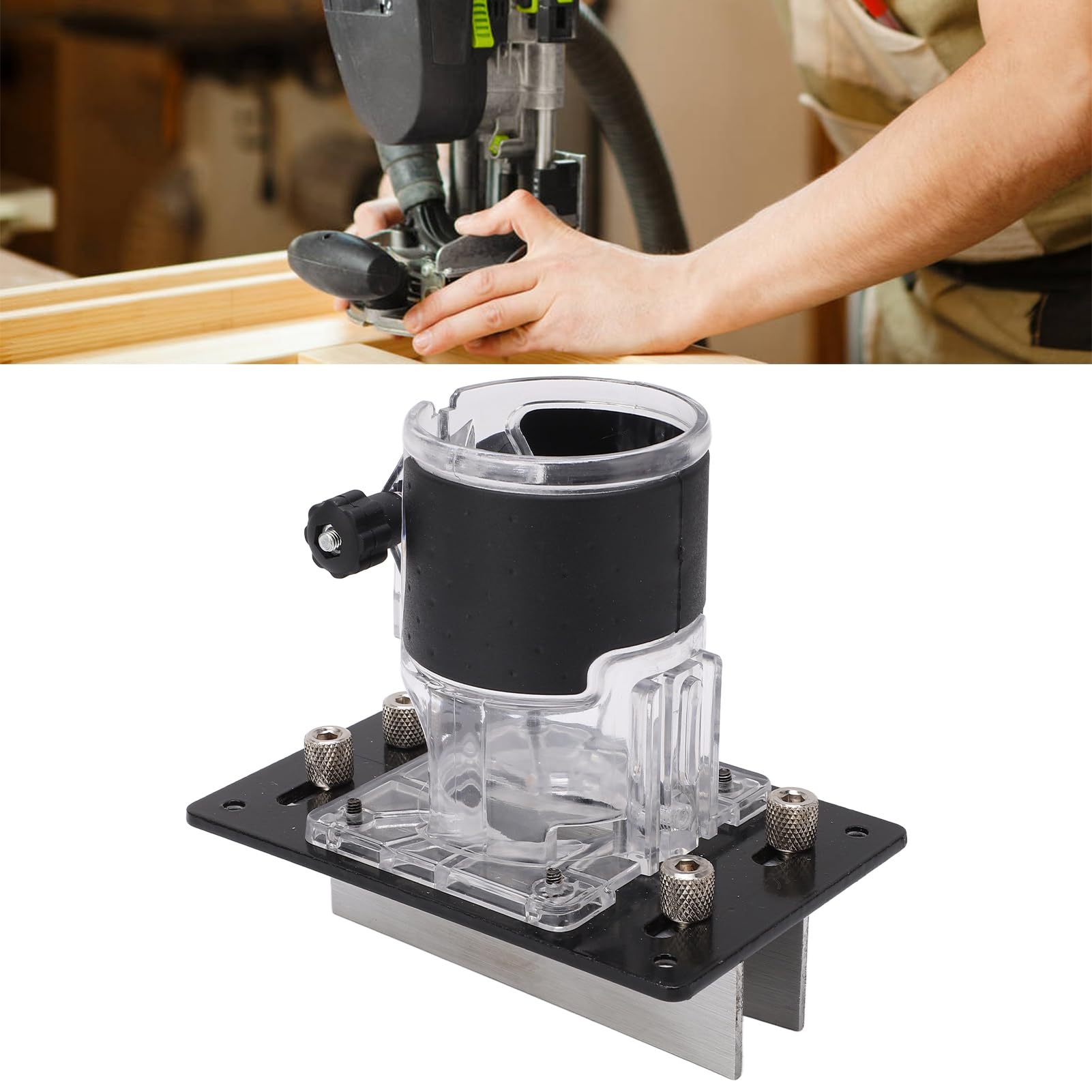 Soporte para máquina de ranurar y rebajar en madera 2 en 1 con conjunto de abrazaderas rectas y semipasantes, localizador ajustable para fresadora, ideal para trabajos en madera,