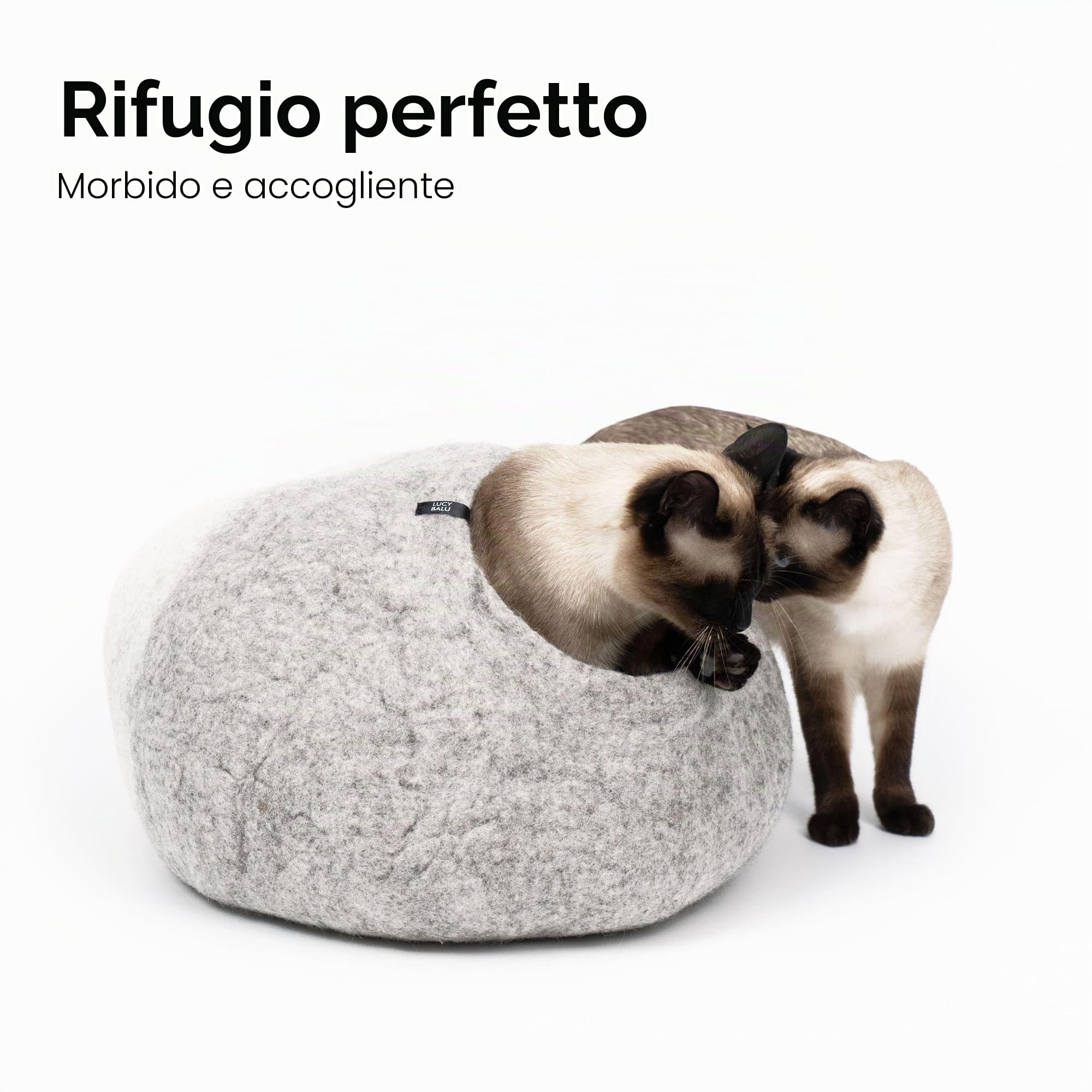 LucyBalu® Catcave Cuccia per gatti in feltro di lana I Grigio chiaro