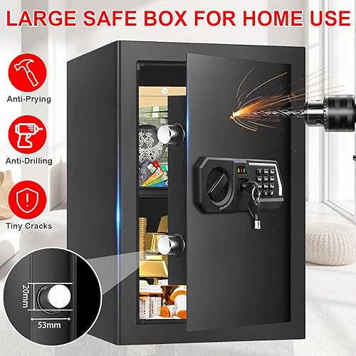 Miniatura 3 de 3.4 Cub Large Safes for Home Use, Digital Security Home Safe Box Fireproof Waterproof with Digital Keypad, Alarm System and Removable Shelf,