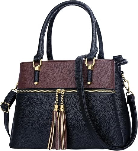 Miniatura 23 de KKXIU Bolsos tipo satchel para mujer con asa, bolsos de hombro y carteras con bolsillos y cremallera, bolsos cruzados de cuero
