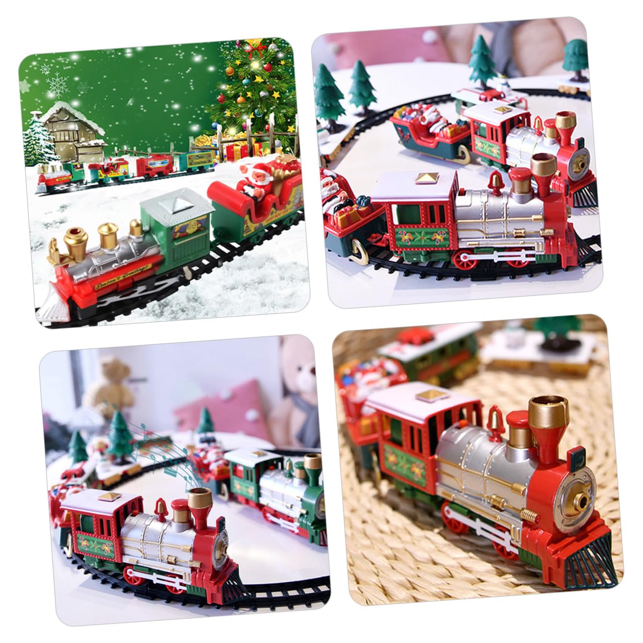 Mipcase Giocattolo Trenino di Natale Elettrico con Binari Decorazioni Natalizie da Tavolo in Plastica Set Educativo per per Sviluppo Motorio e Coordinazione