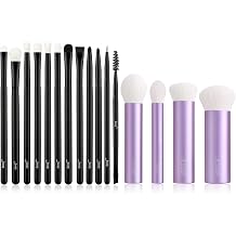 Jessup Eyeshadow Brush Set 12pcs Black T322 Bundled with Face Kabuki Makeup Brushes Set T517