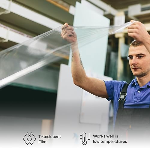 Miniatura 5 de PSBM - Envoltura elástica, 1 paquete, 12 pulgadas x 1500 pies, calibre 80, adherencia de plástico transparente, rollos de película elástica soplada