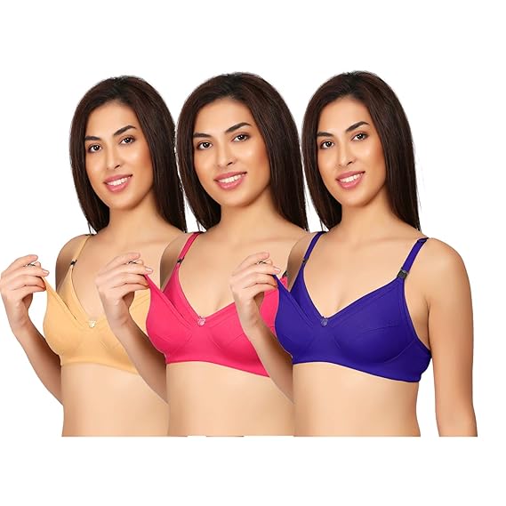 Imsa Moda Womens Cotton Non Padded Non-Wired T-Shirt Bra (Pack of 3)