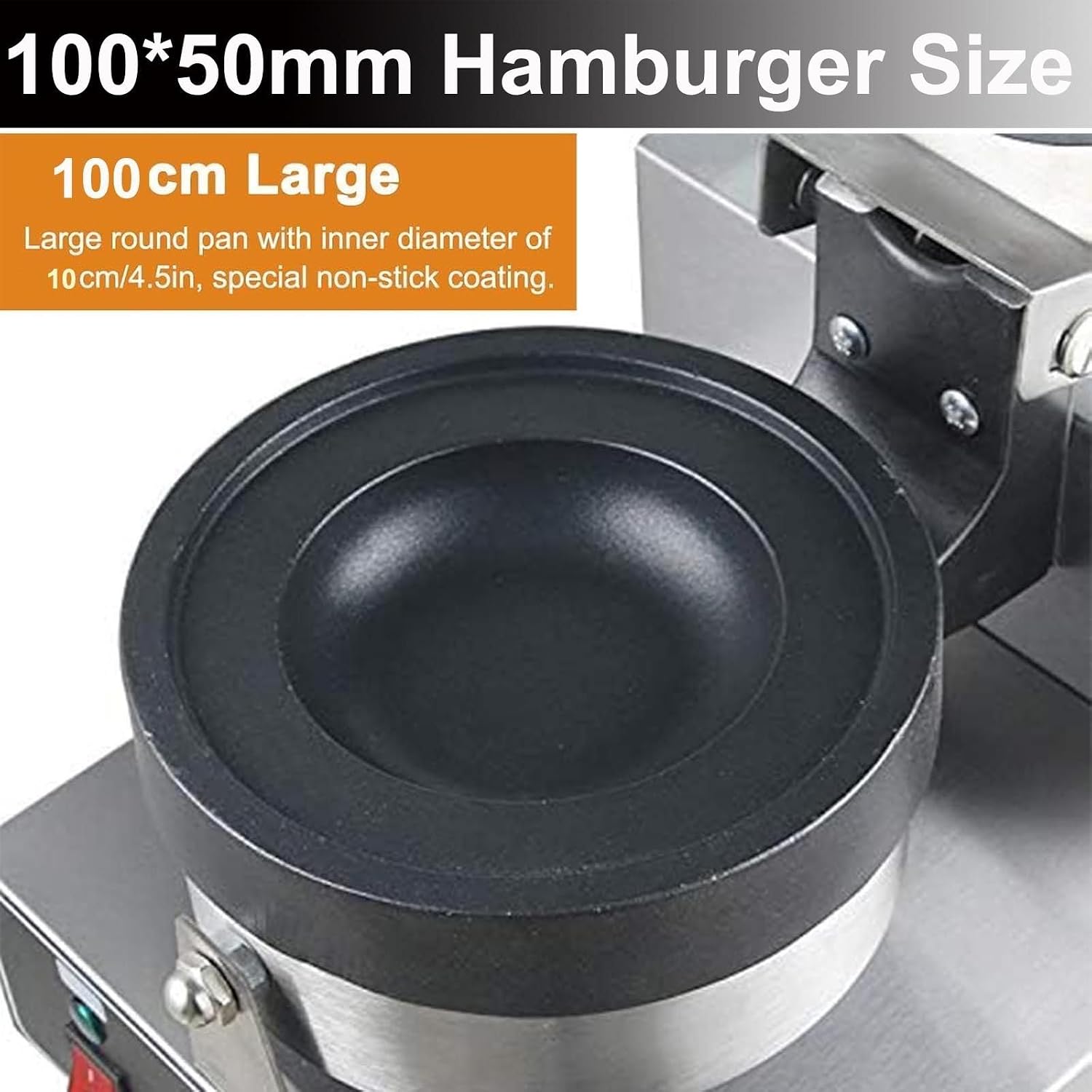 Waffle Maker Ice Cream Burger Make 2600W Electric Hamburger Ice Cream Waffle Maker-Double Head, Non-Stick Hamburger Bun Press Machine +8*Shovel, Home Commercial Hamburger Maker for