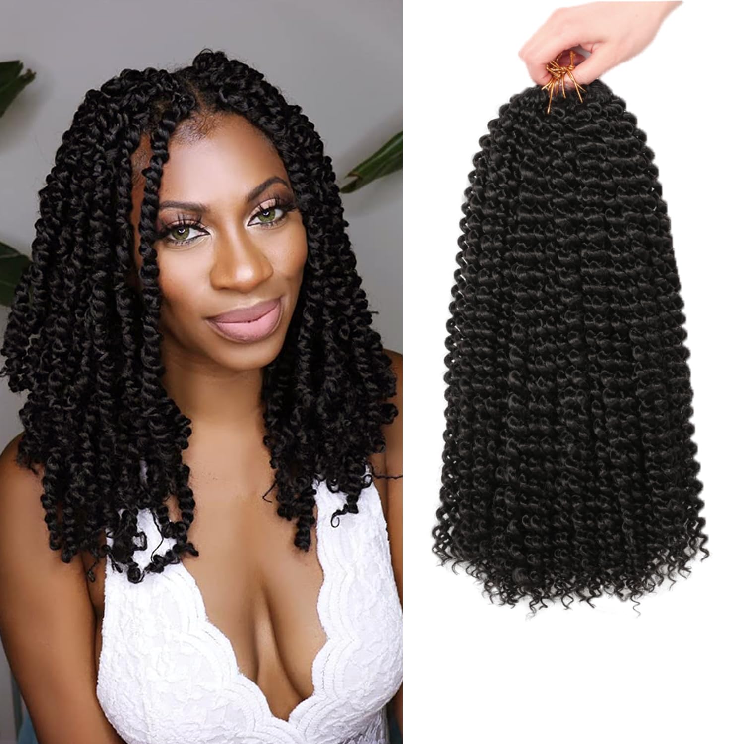Passion Twist Hair 7 paquetes 36cm de extensiones de cabello Passion Twists para mujeres negras niñas ShowJarlly moda pelo ondulado sintético de ganchillo (14inch,1#)