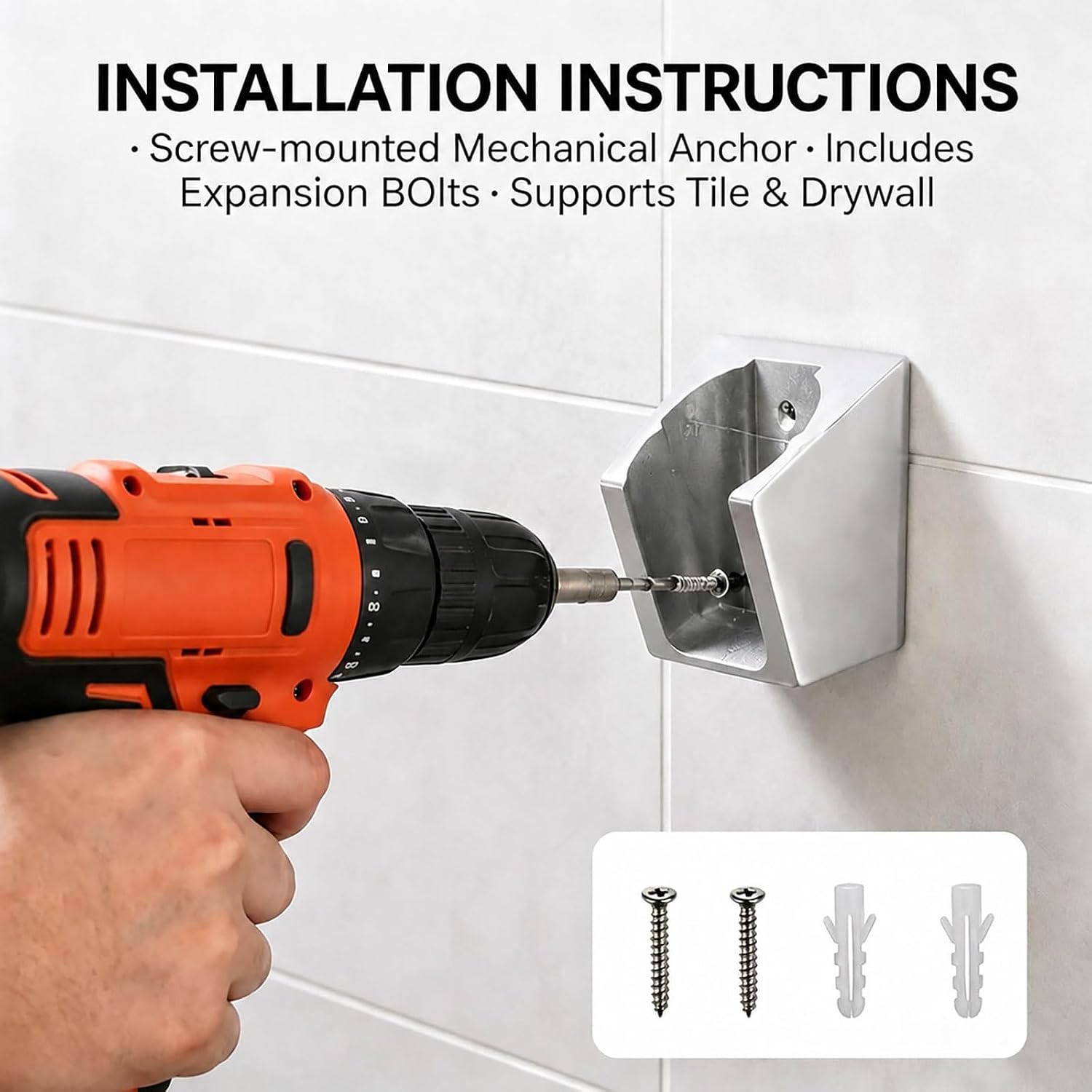 uxcell Dual Slot Handheld Shower Head Holder 304 Stainless Steel image 3