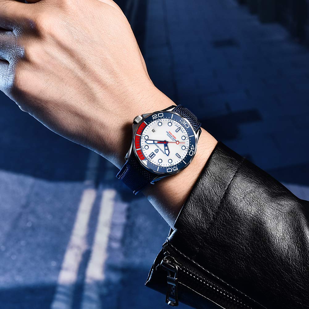 Pagani Design 1667 Orologio da uomo automatico alla moda per immersioni subacquee NH35 Movimento Rotante Lunetta in Ceramica Impermeabile Nylon Gomma Business Sport Orologio a carica automatica