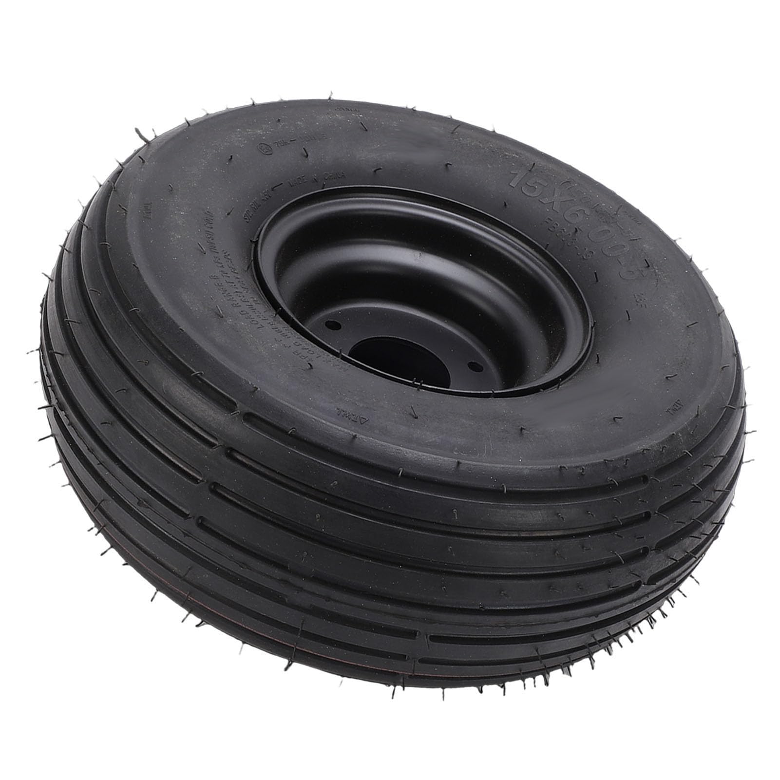 Conjunto de Neumático y Rueda 15x6.00-6, Neumático de Cortacésped Resistente para Tractor Jardín, Rendimiento Confiable y Fácil Instalación, Ajuste Universal
