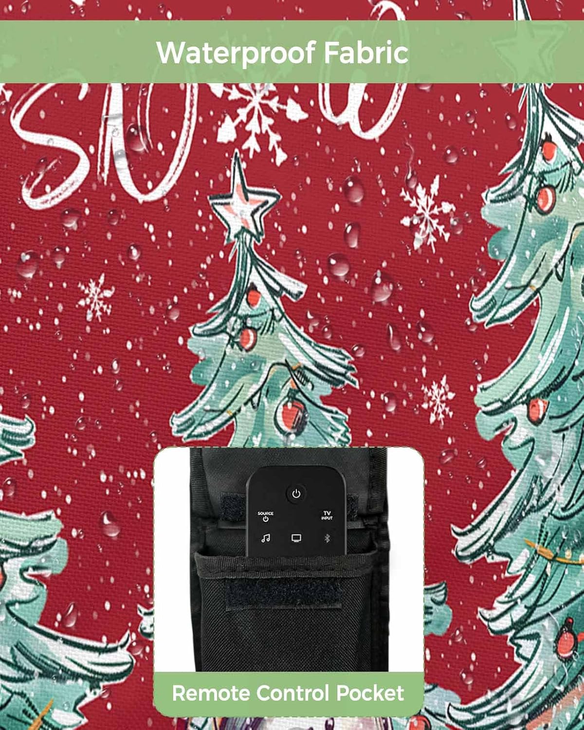Christmas Snowflake Outdoor TV Cover 40"-43" - 600D Waterproof TV Cover Weatherproof TV Screen Protector Dustproof Winter Xmas Tree Snowman Red TV Display Protector for Outside Flat Screen TV