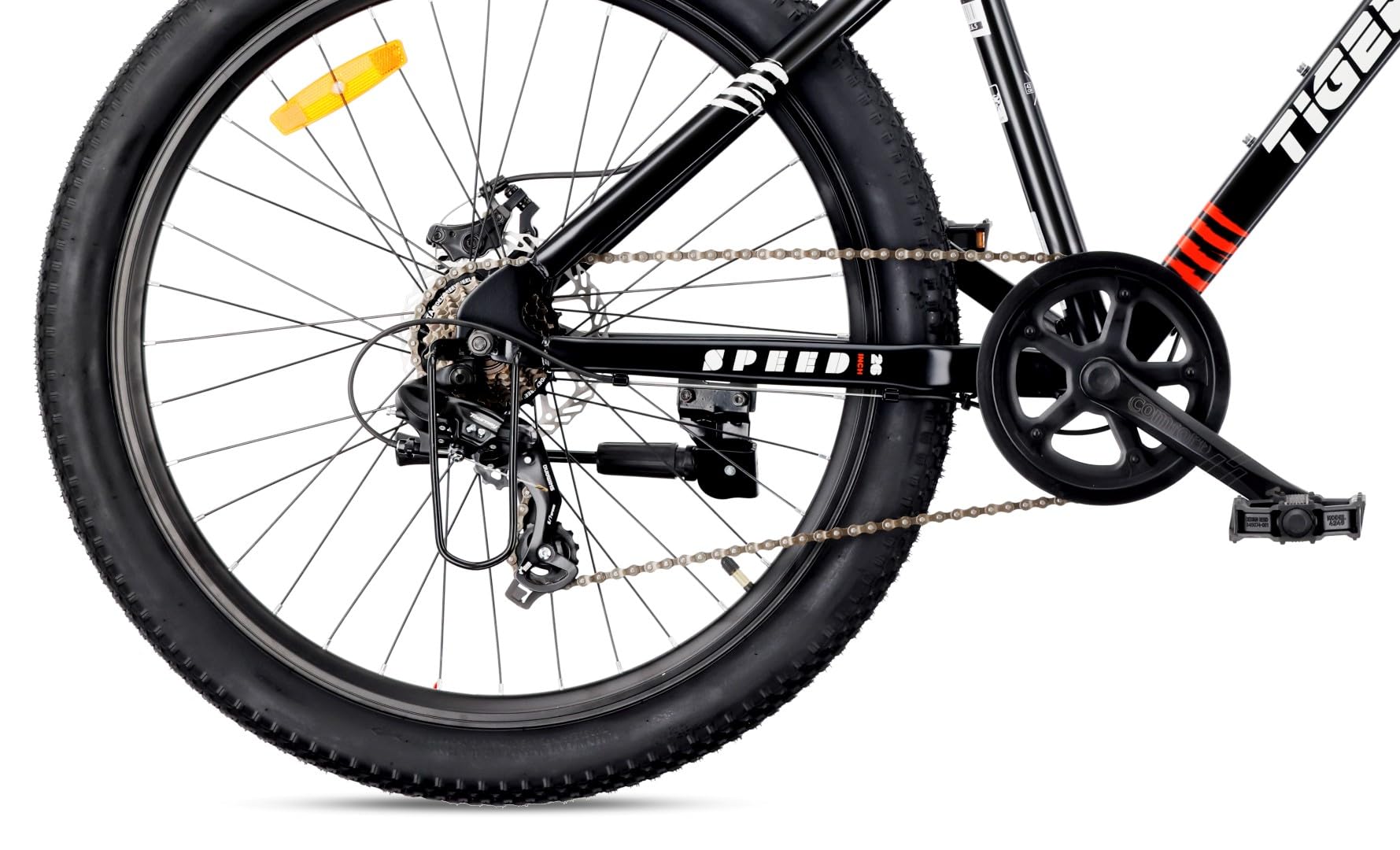 sun baby TIGER BIKE Bicicletta da 26 pollici, mountain bike per ragazzi e uomini, bici da montagna 26" - telaio in acciaio, 7/21 marce, freni a disco, ammortizzatore