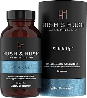 Hush & Hush ShieldUp - Immune Booster Energy Supplement - Brain Booster - Vitamin C, Maca Root, Turmeric and Organic Matcha Leaf Extract - Vegan, Gluten Free - 60 Capsules