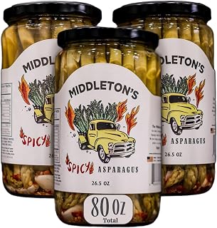 Middleton Farms Pickled Asparagus Variety Pack - Farm-Fresh Purple, Green & Spicy Spears, 3x 26.5oz Jars, USA Made