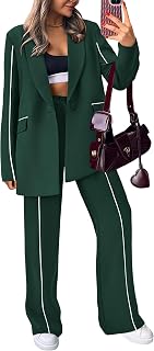 Women's Fall Spring 2 Piece Blazer Outfits Business Casual Oversized Jacket Wide Leg Work Pants Dressy Suit Set