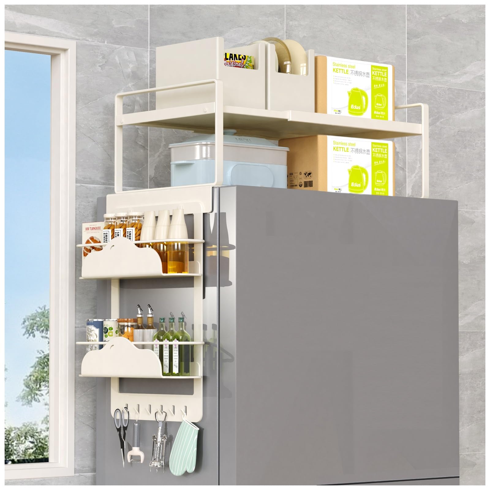 Amazon.co.jp: Bounvi 冷蔵庫上ラック 冷蔵庫上収納 トースターラック