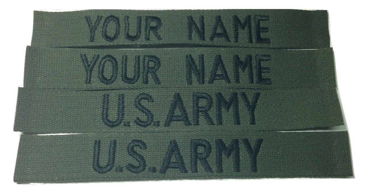 4 Piece OD Name Tape & Army Air Force Police Marine Tape, Sew-On (Without Fastener)