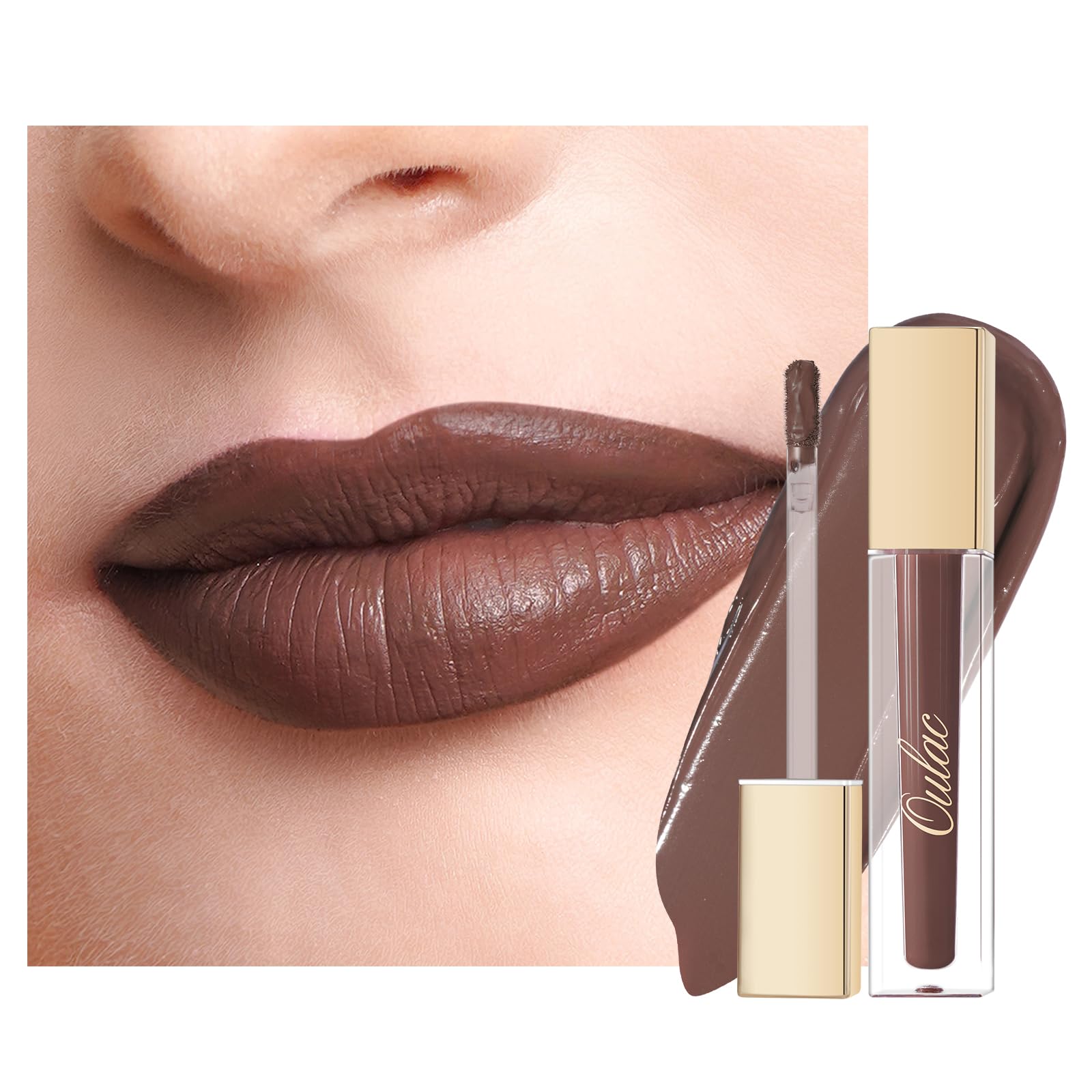 Oulac Brown Matte Liquid Lipstick for Women Long Lasting Lipstick Waterproof Lip Stain, No Transfer