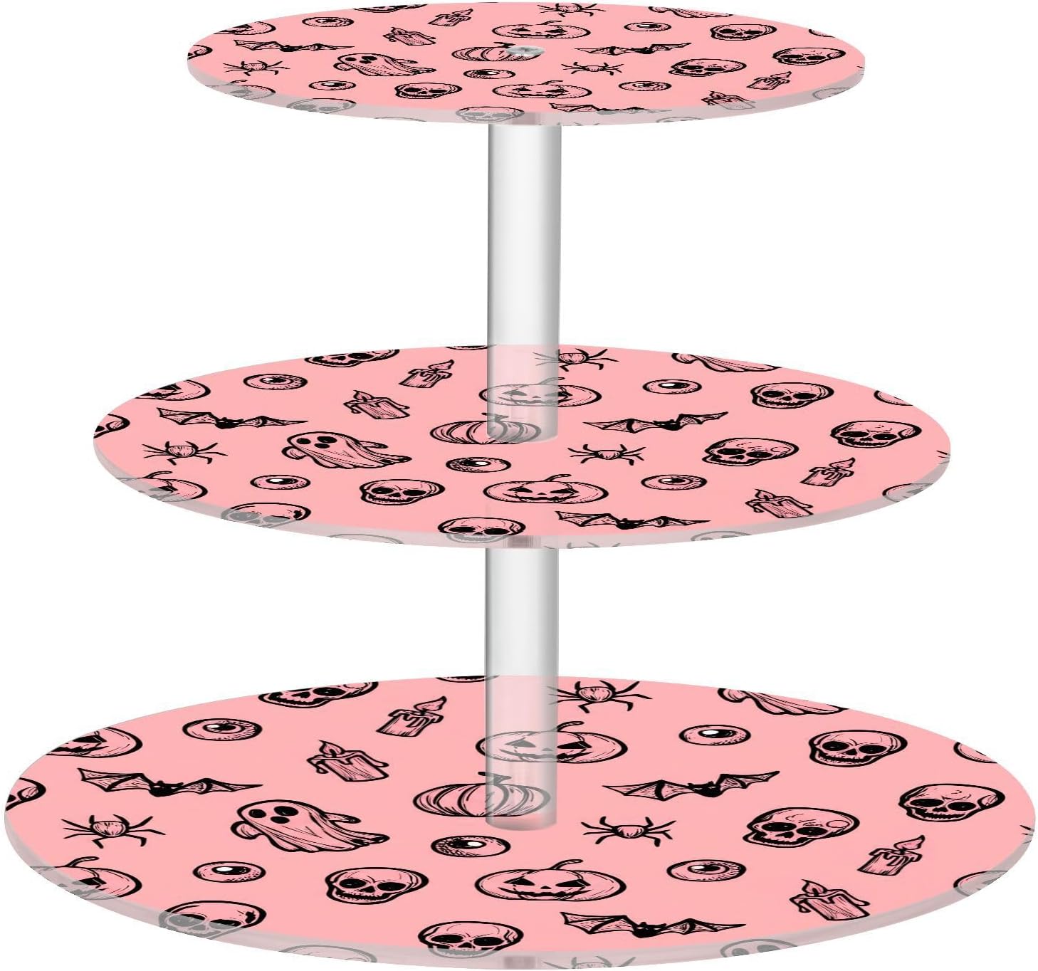 Candle Pumpkin Spider Ghost Bats Halloween 3 Tier Acrylic Cupcake Stand, Cupcake Stand for 34 Cupcakes for Weddings, Christmas,Holidays,Parties,Birthday,Printed Cupcake Tower 23300983