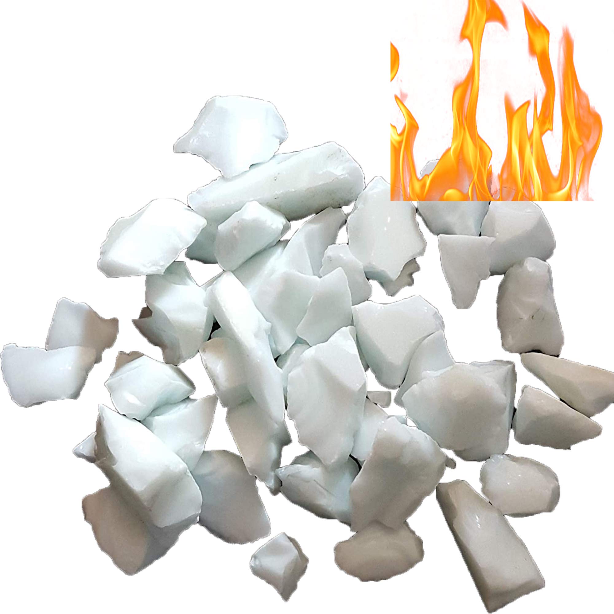 Firebranddirect White Firebrand Direct Fire Glass 1Kg (2.2Lb) - For Fire Pits, Gas Fires And Ethanol Burners. Sparkling Heat Resistant Glass