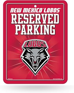 Rico Industries NCAA New Mexico Lobos 8.5" x 11" Carbon Fiber Home Decor Metal Parking Sign - Great for Man Cave, Bed Room, Office, Home Décor