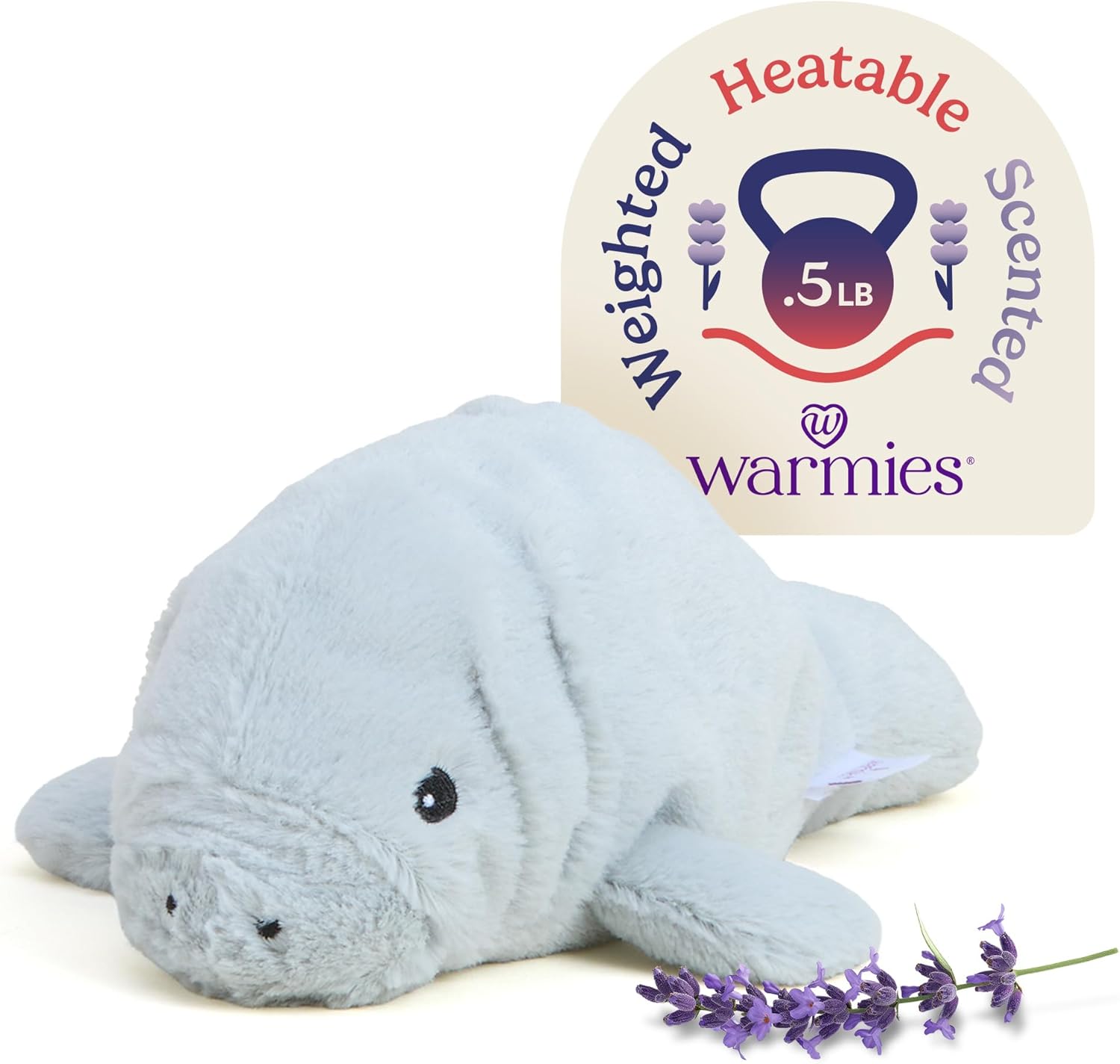warmies Junior Microwavable & Weighted Stuffed Animals, Manatee - Heated Stuffed Animal Plushie for Warmth & Comfort - Cute Soft Plush Toys for Adults & Children (Boys, Girls, Babies & Toddlers)