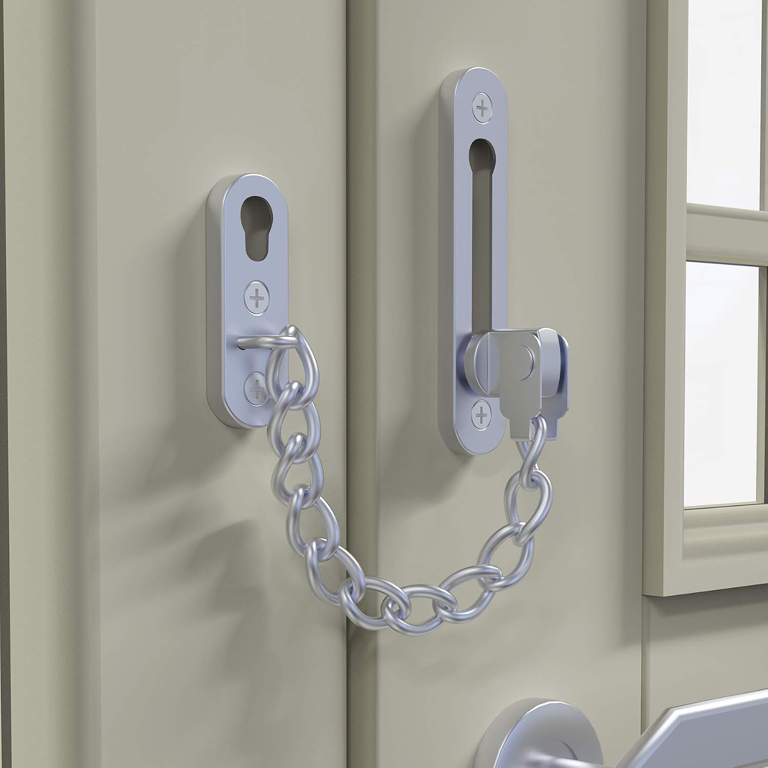 Oligi Door Chain Lock, Stainless Steel Security Chain Guard with Anti-Theft Chain, Heavy Duty Reinforced Safety Door Latch Lock for Home Bedroom Hotel Office