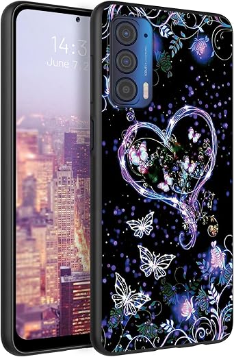 for Motorola Moto Edge 2021 /Motorola Edge 5G UW Soft TPU Case,Anti Scratch Non-Slip Full Body Protective Shockproof Cover Case,Purple Butterfly Flower