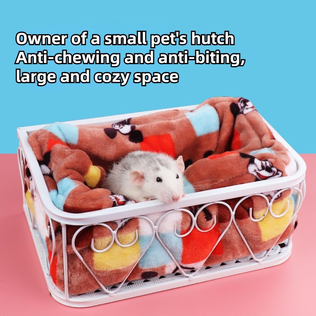 Rat Hammock for Cage Chew Proof Rat Toys Warm Bed, Small Animal Hanging Iron Basket Ferret Cage Accessories and Habitats Removable Nest Mat for Hamster, Sugar Glider, Hedgehog (Black Iron,Mouse)