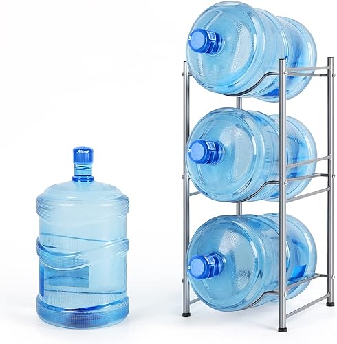 Soporte para botellas de agua de 5 galones, enfriador de agua, para almacenamiento de 3 botellas, desmontable y resistente, organizador de jarra de