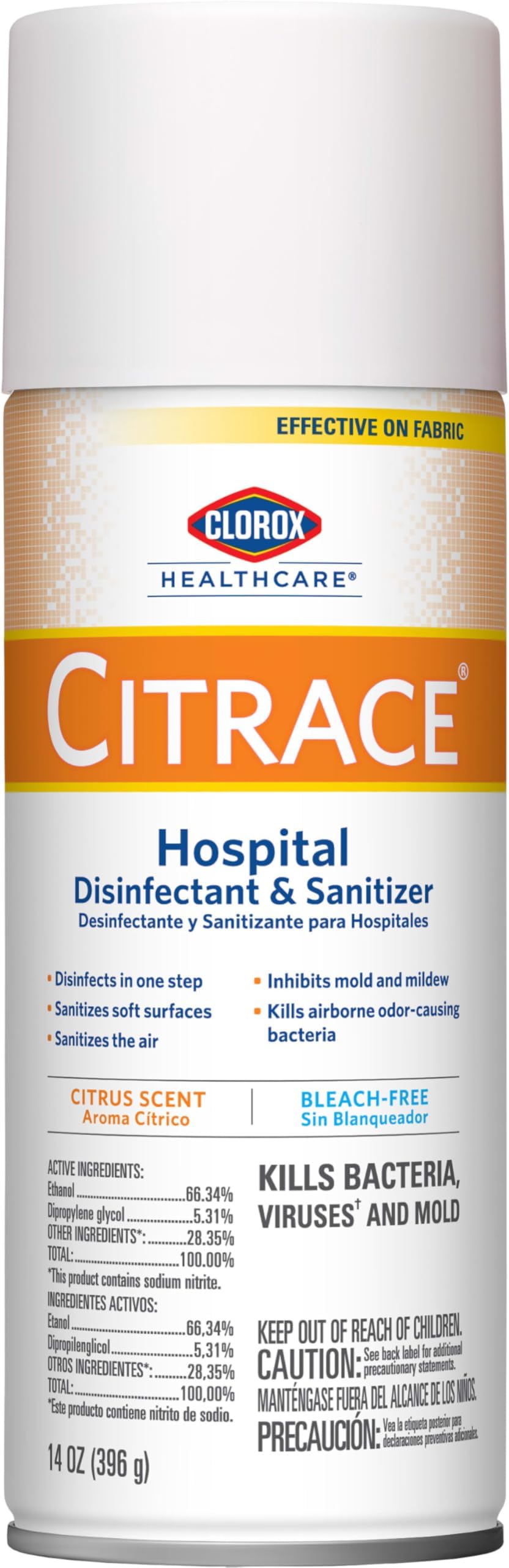 Healthcare Citrace Hospital Disinfectant and Sanitizer Aerosol Spray, Citrus, 14 Ounces (Package May Vary)