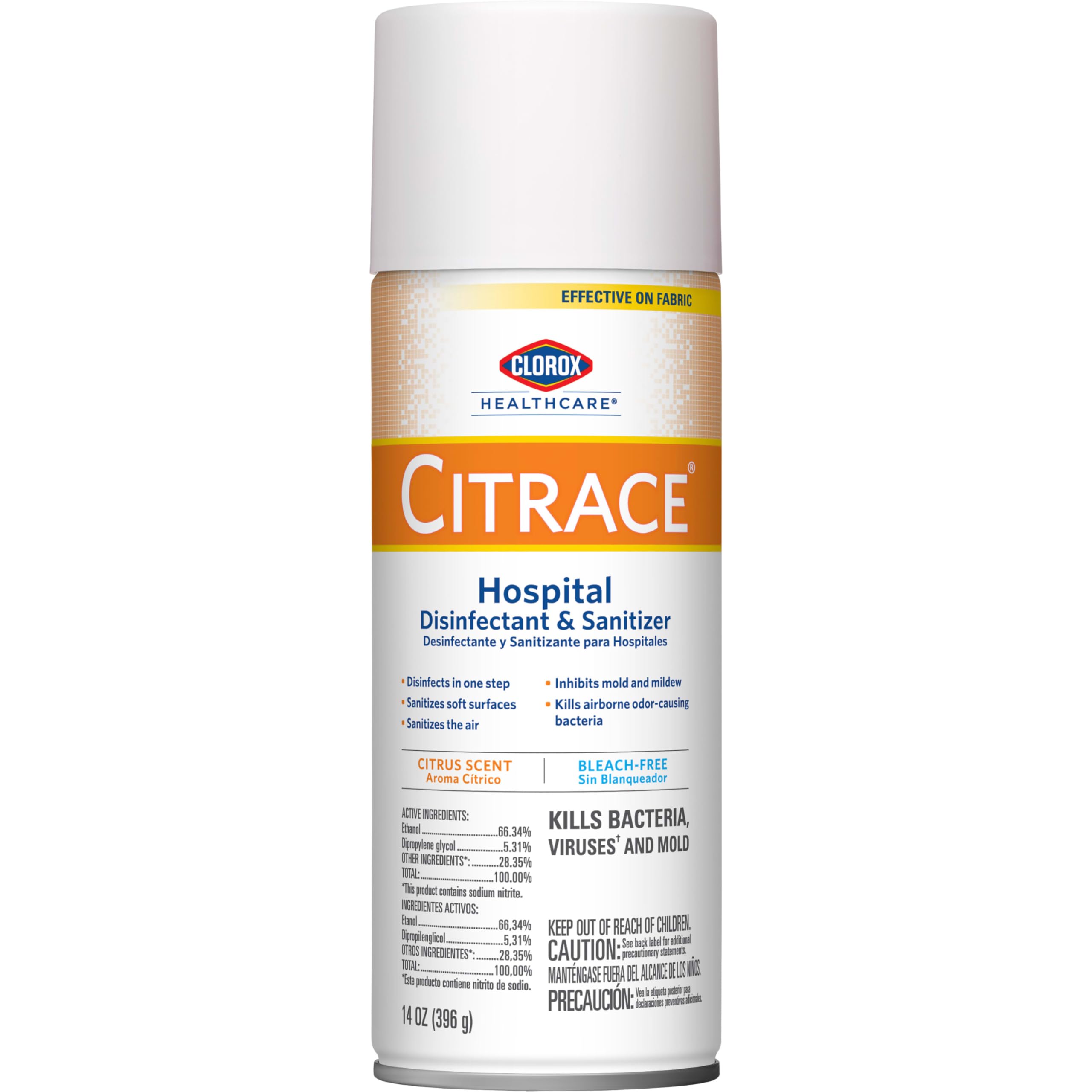 Healthcare Citrace Hospital Disinfectant and Sanitizer Aerosol Spray, Citrus, 14 Ounces (Package May Vary)