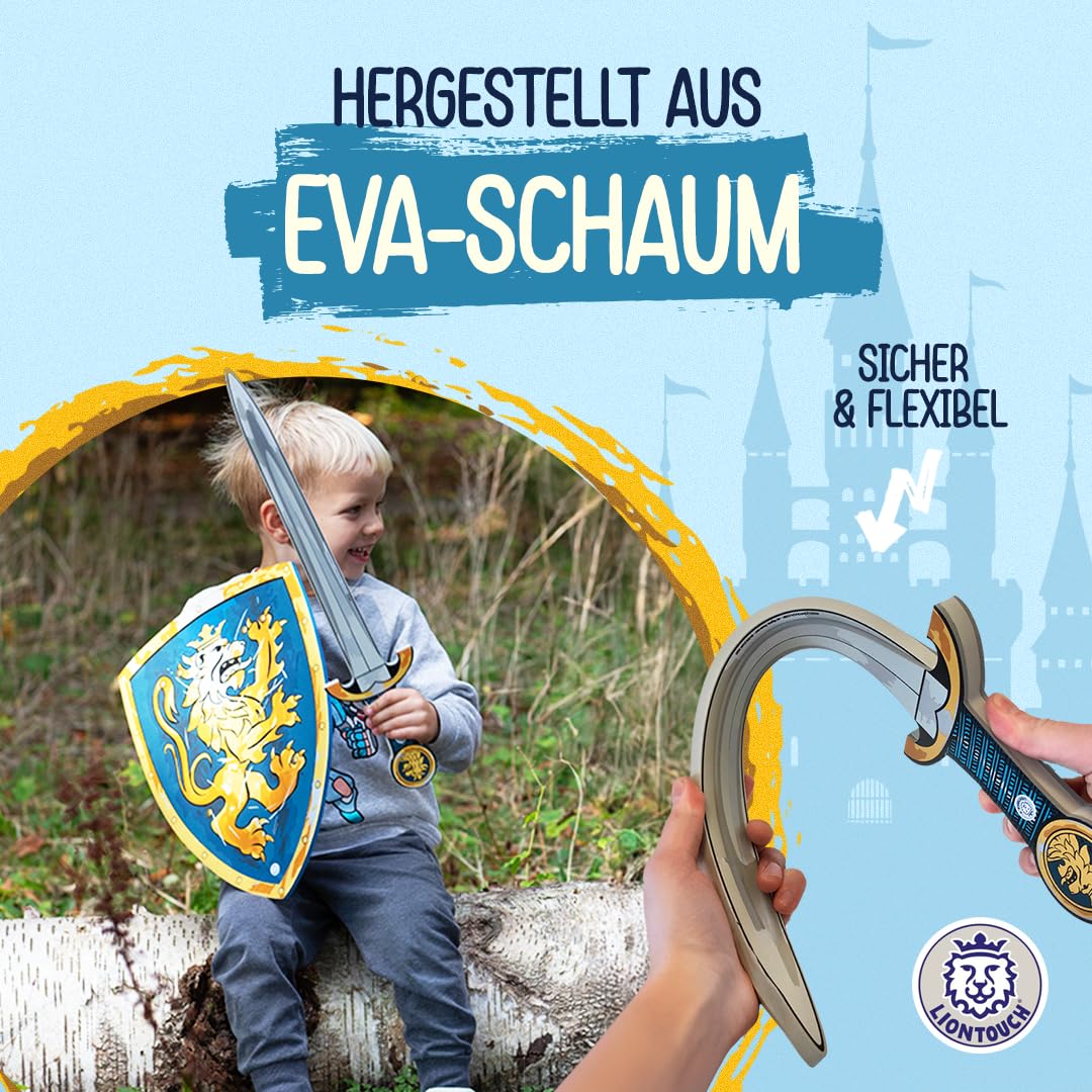 Liontouch - Edles Ritter-Spielzeugschwert & Schild für Jungen, Blau - Für Kinder von 3-8 Jahren | Mittelalterliches Set aus sicherem Schaumstoff | Waffen & Zubehör für Ritterspiele & Verkleidung