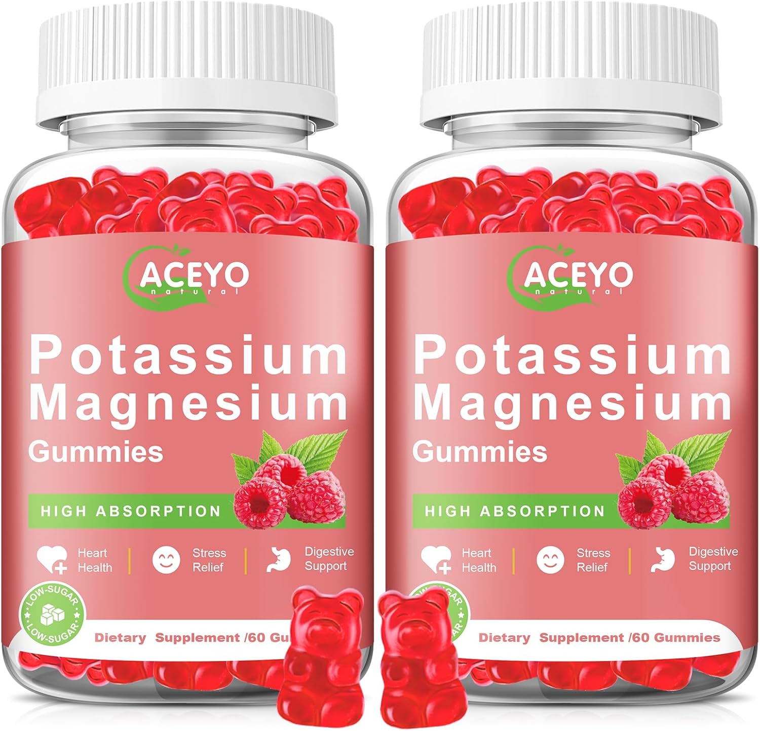 2 Pack Potassium Magnesium Gummies for Adult Kids High