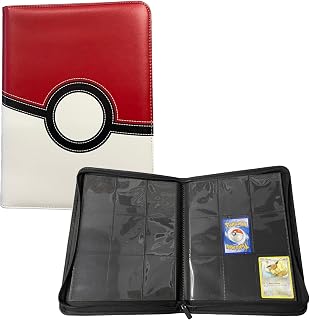 Fichário com zíper compatível com carta Pokémon com 20 folhas (360 bolsos) estampa Pokebola