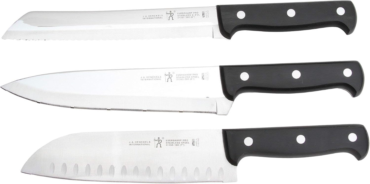 HENCKELS EverSharp Pro Knife Block Set, 7 Piece, Black