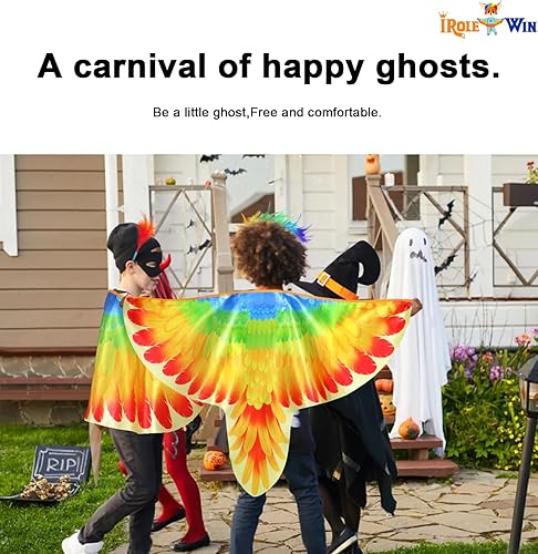 Miniatura 4 de IROLEHOME Disfraz de pájaro, alas de loro, para niños con diademas de pájaro, capa de disfraz de águila para niños y niñas, regalos de fiesta de