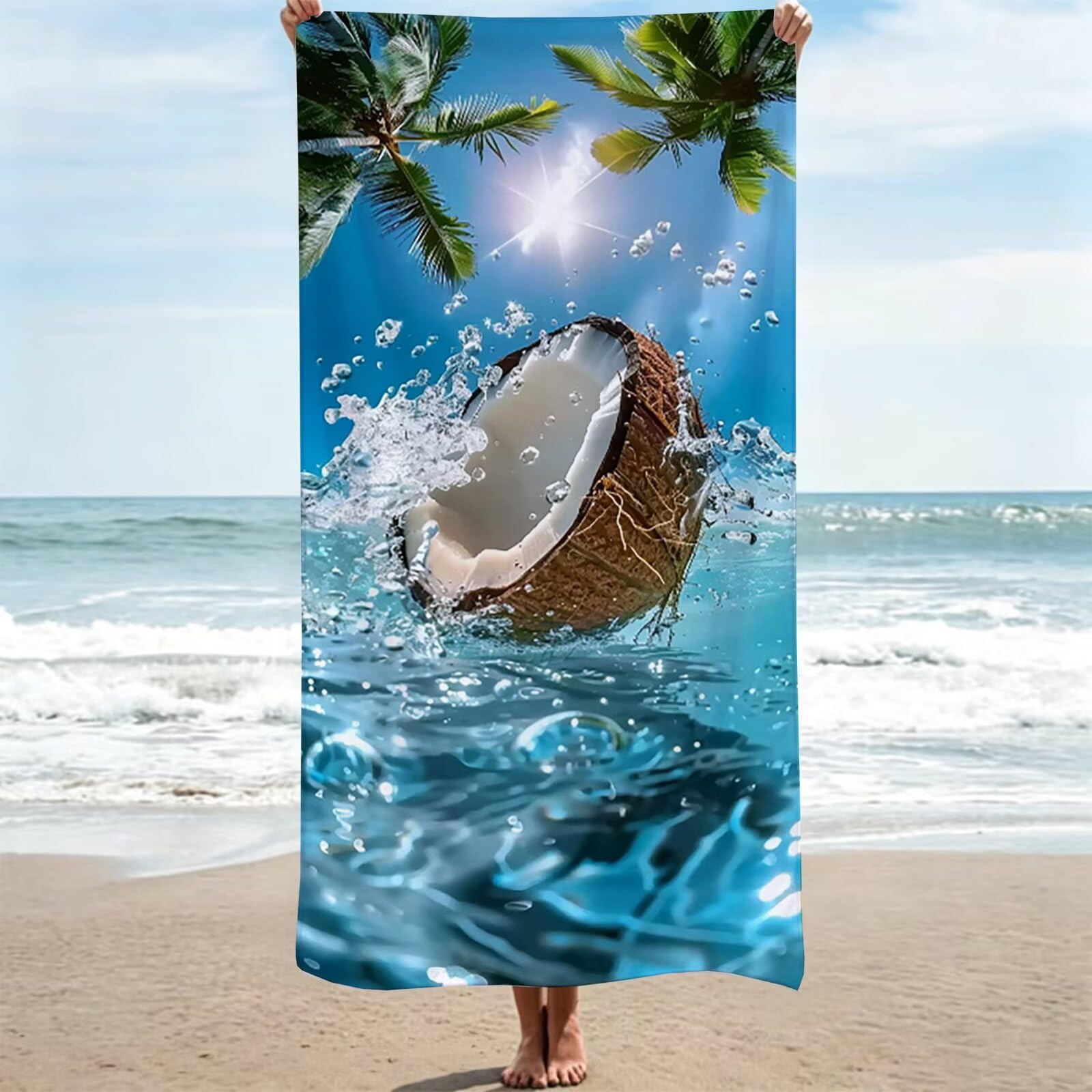 Serviette de plage absorbante et légère grand format serviette piscine microfibre