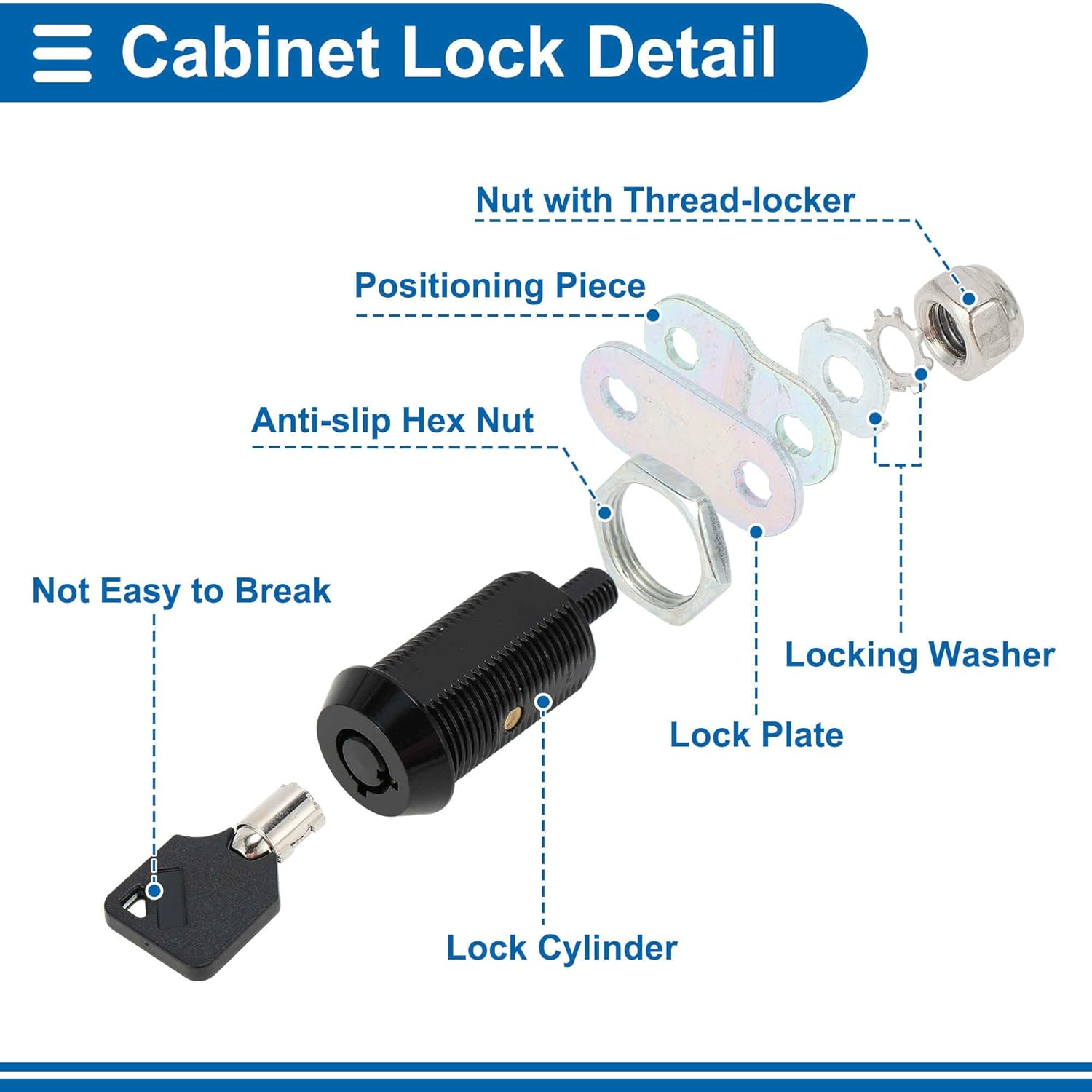 Cam Locks RV Storage Lock with Keyed Alike 1-1/8" Cylinder Fits 7/8" Max Door Thickness for RV Compartment Camper Trailer Cabinet and Toolbox
