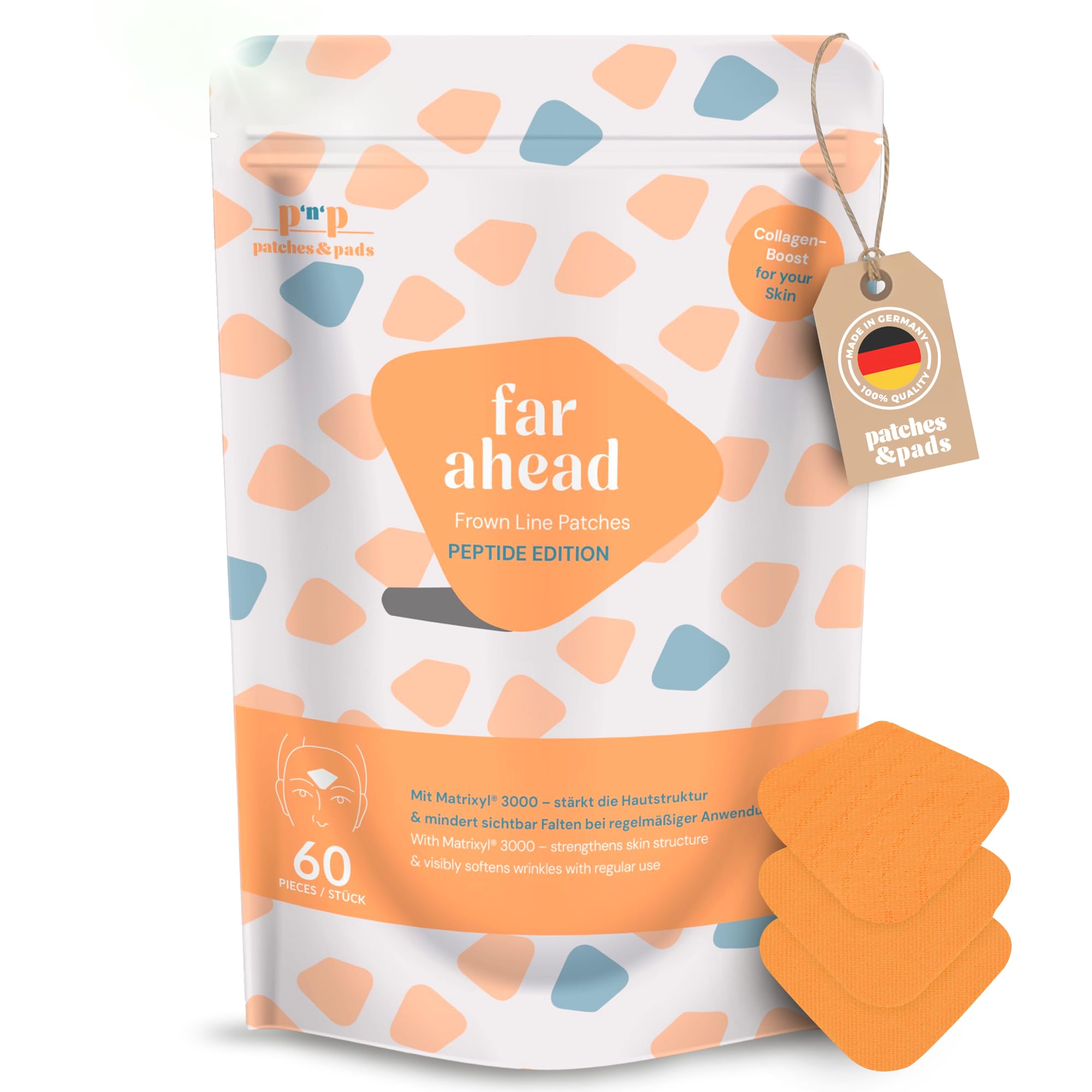 patches&pads Anti-Aging Peptid-Patches für Zornesfalten & Stirnfalten – Matrixyl 3000 – Faltenmindernde Pflege für glattere Haut,Kollagen-Boosting, ideal über Nacht