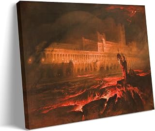 WangXianYY John Martin Wall Art Paintings Prints Poster Pandemonium Wall Art Painting Canvas Gift Living Room Prints Bedroom Decor Artworks Frame 08x12inch(20x30cm)