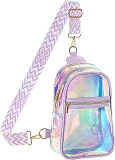 PACKISM Clear Sling Bag Stadium Approved - Detachable Jacquard Strap | Easy Security Check, Adjustable Strap Keeps Essentials Close for Stadium Events, Concerts, Festivals, Game Day, Raves, Errand
