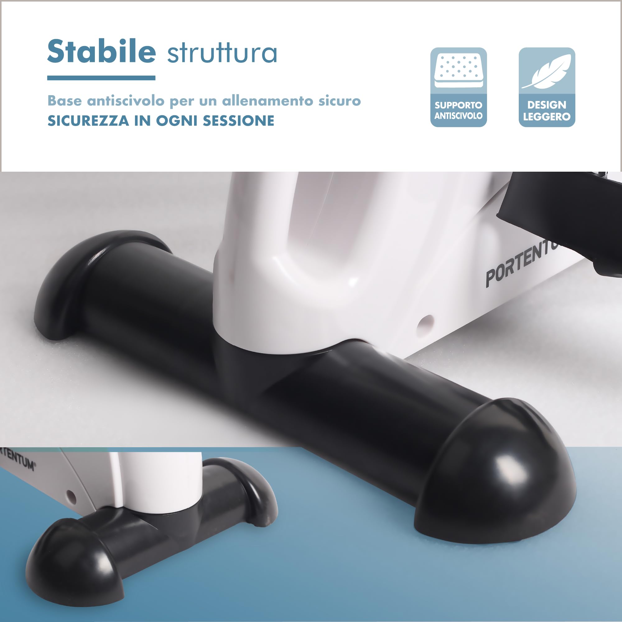 PORTENTUM Pedaliera riabilitazione con schermo LCD 6 funzioni – Mini cyclette da seduta per anziani per braccia e gambe, con resistenza regolabile e maniglia per trasporto